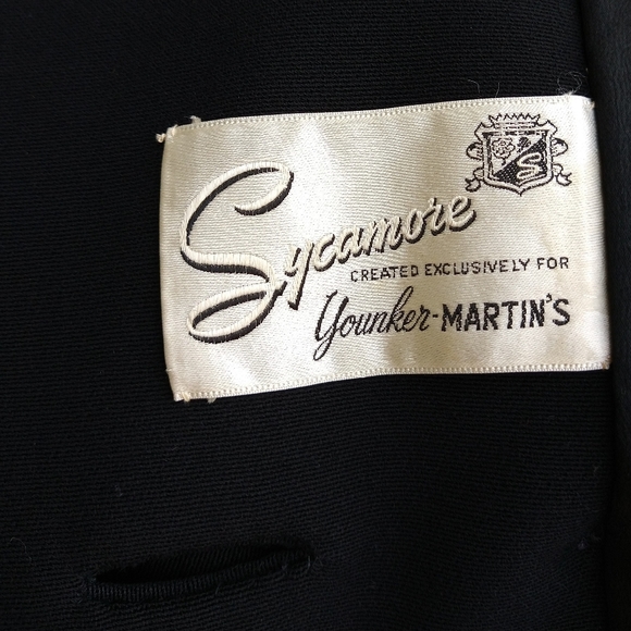 BLACK WOOL WEAVE COAT vintage 1960's 60's S M - Picture 10 of 10